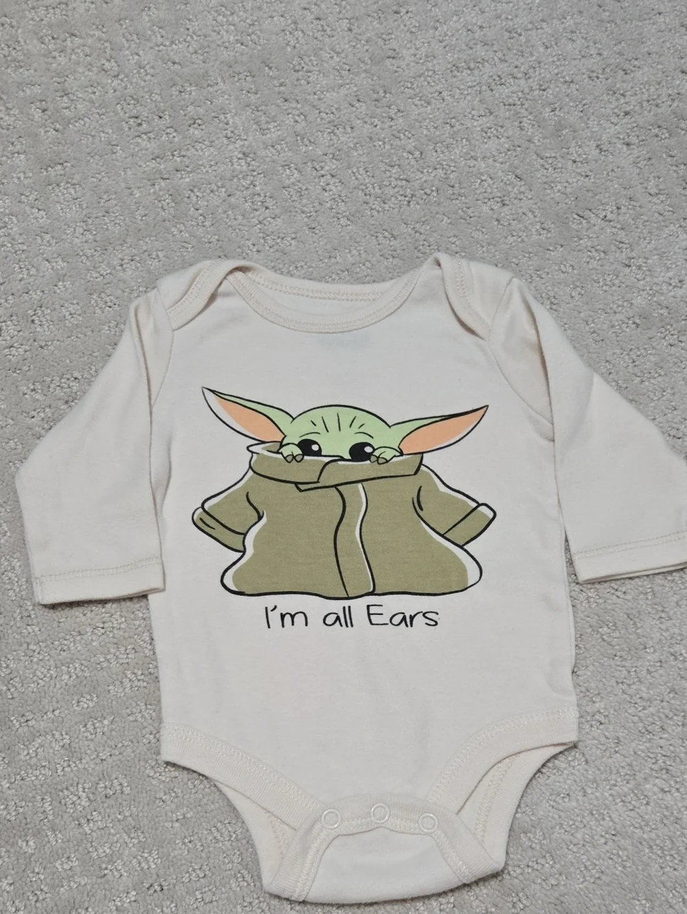 Star Wars Cream Baby One-Piece with Green Grogu Graphic - 0-3M